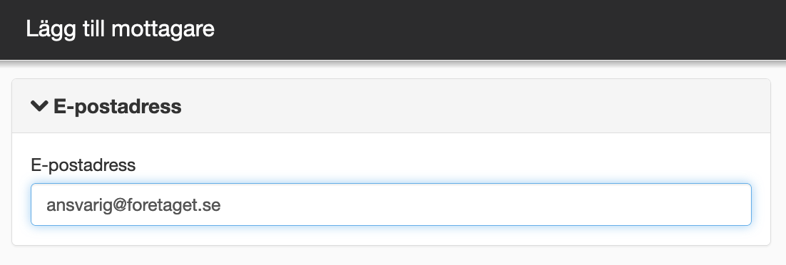 E-postadress som mottagare