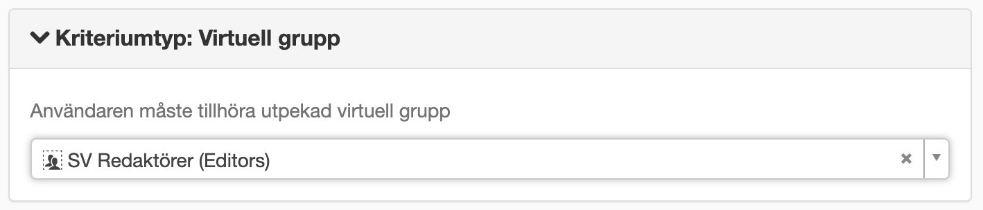 Kriteriumtyp Virtuell grupp