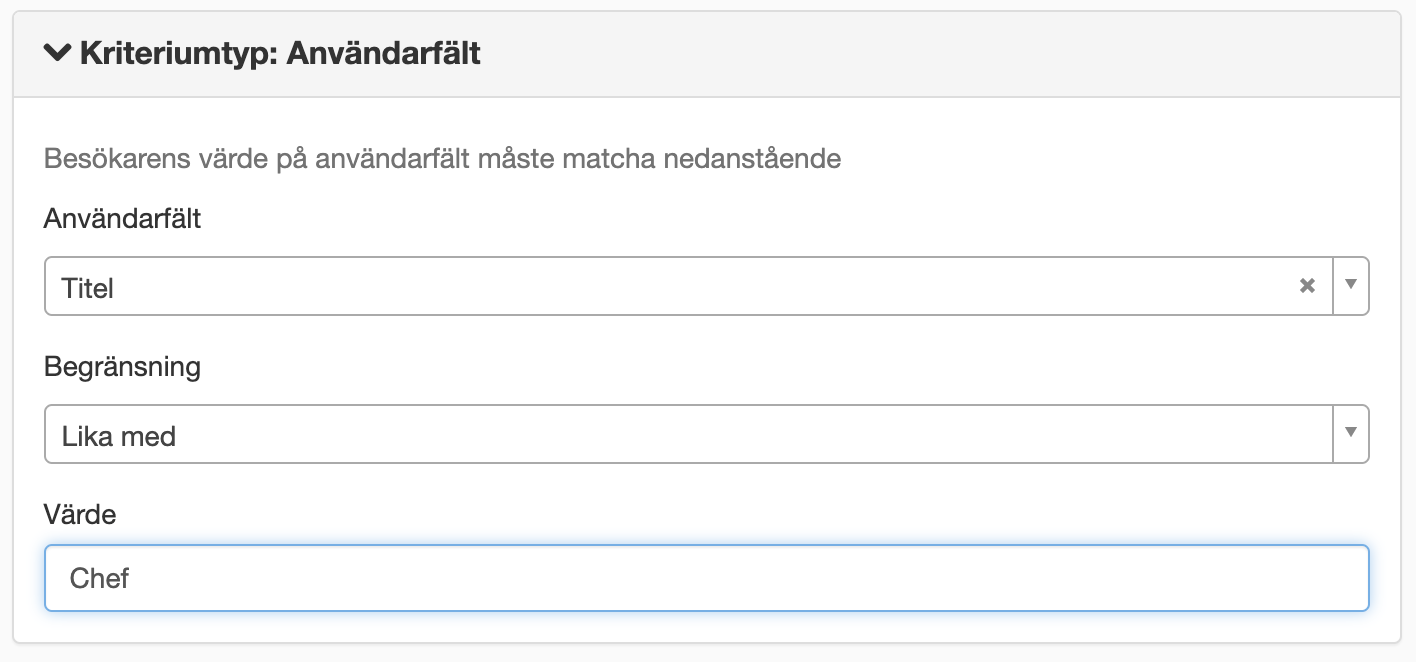 Kriteriumtyp Användarfält