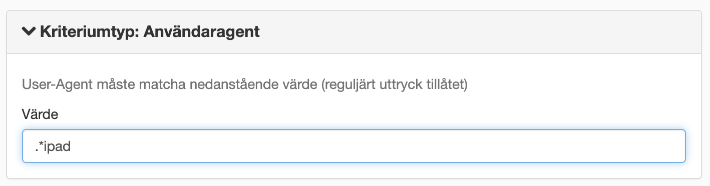 Kriteriumtyp användaragent