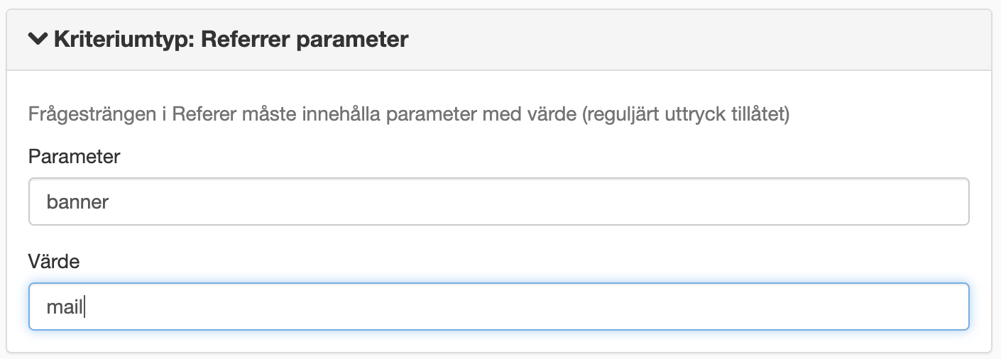 Kriteriumtyp Referer parameter