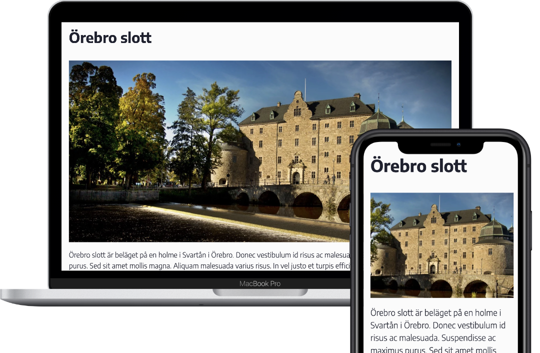 Skärmavbilder som visar bildbeskärning i olika enheter