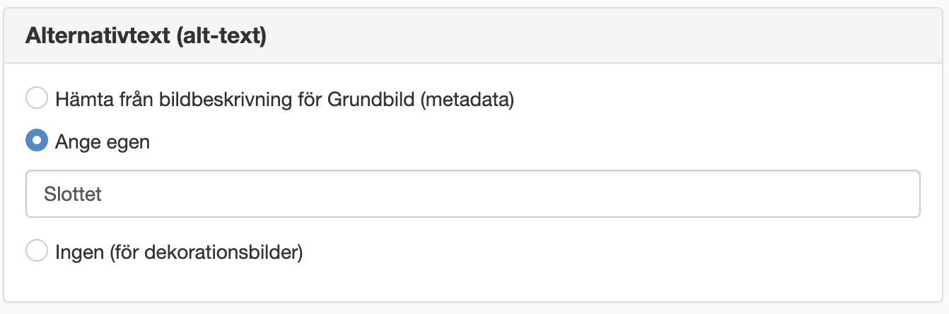 Inställning för alternativ text