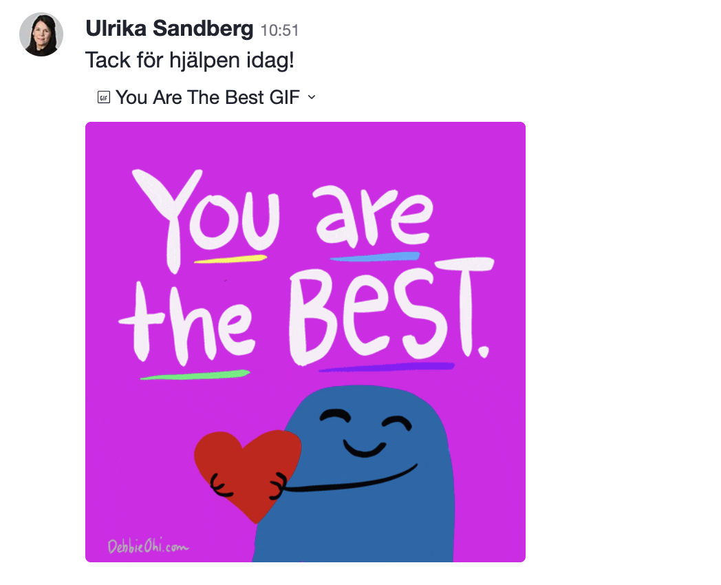 Stor GIF vid skickat meddelande