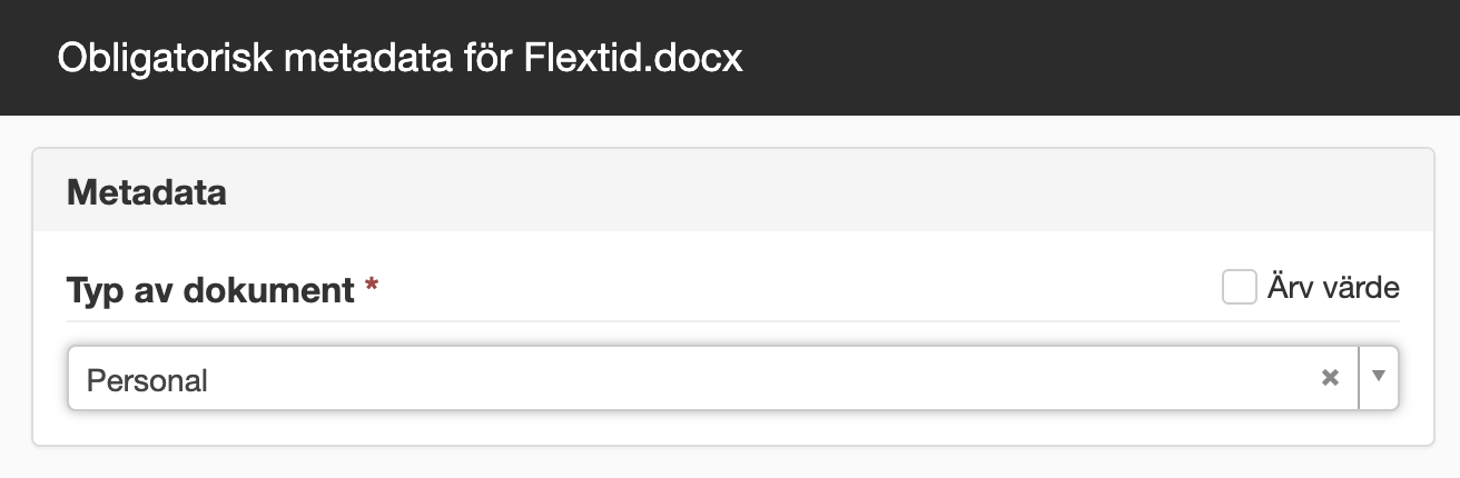 Obligatoriska metadata på fil