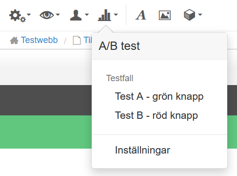 Ikonen A/B-test och Gratis knapp