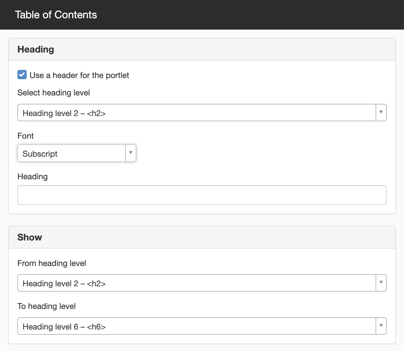 Table of content