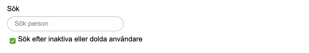 Sökruta för att söka fram användare