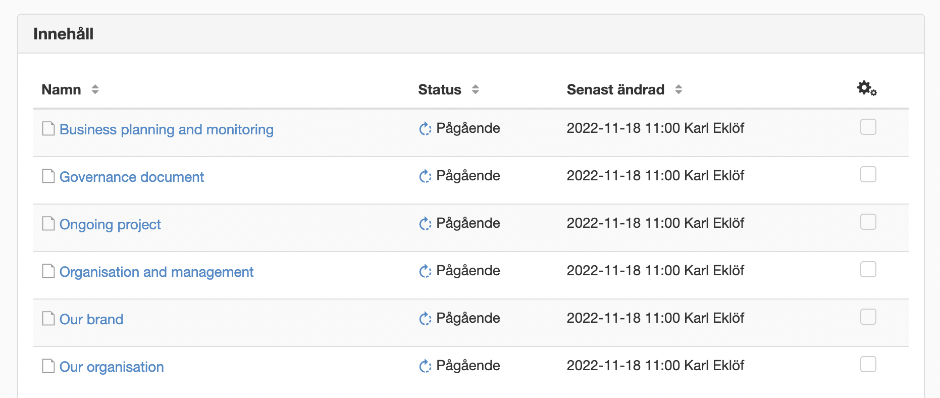 Maskinöversatta sidor i ett projekt
