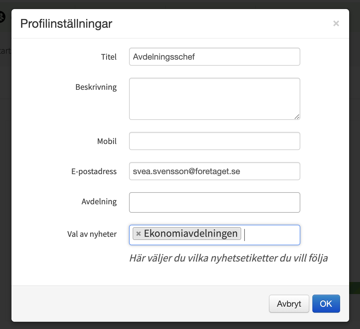 Profilinställningar