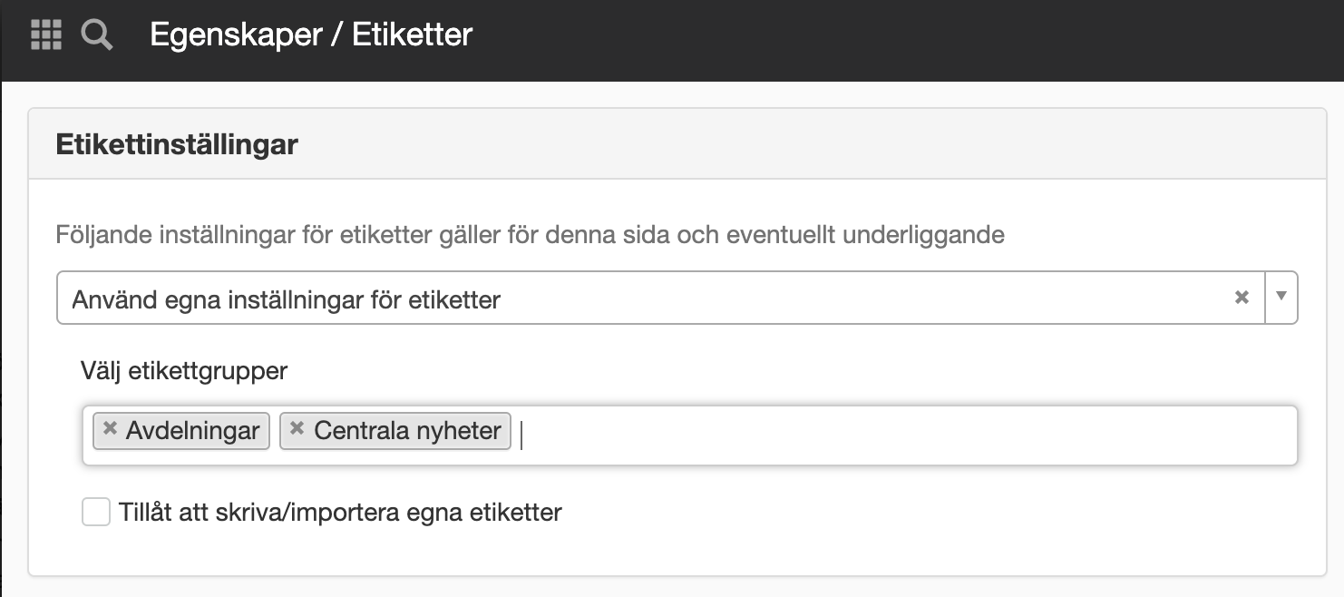 Aktivera fler etiketter