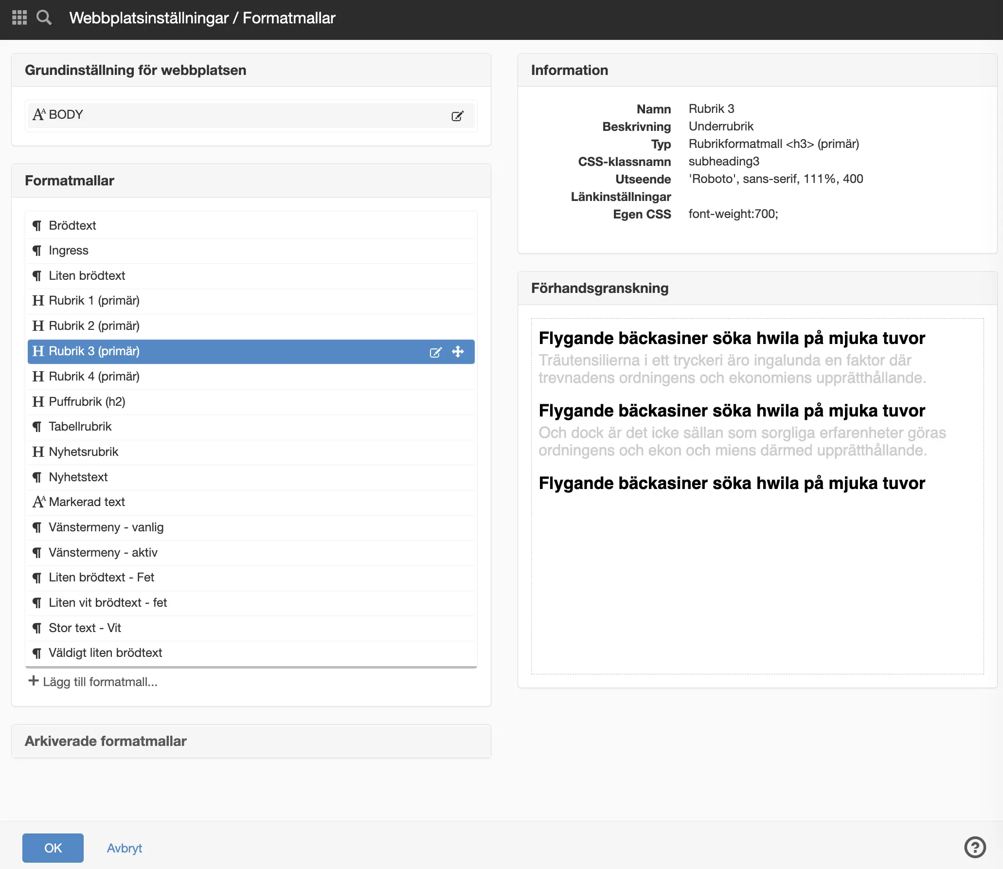 Formatmallar