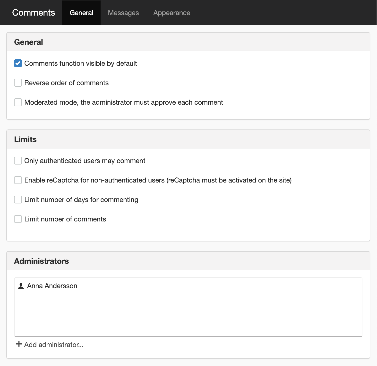 General settings