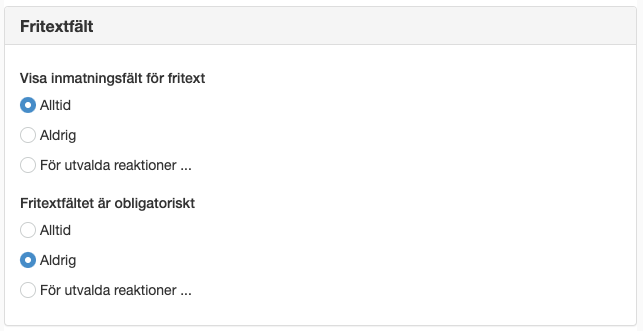 Fritextfält Tyck till