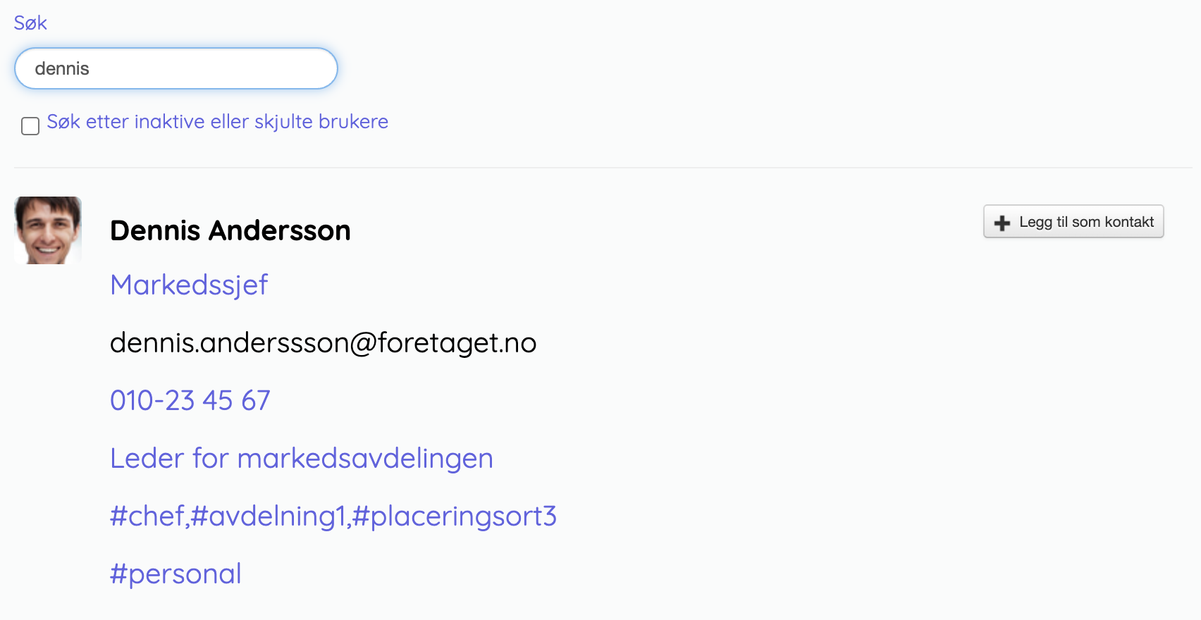 Søk etter person fra modulen Søkerute for person