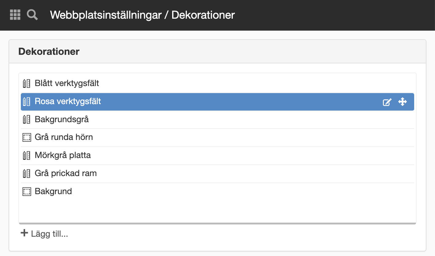 Lista över dekorationer