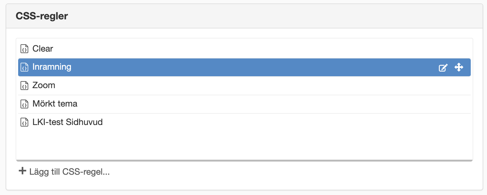 Lista CSS-regler