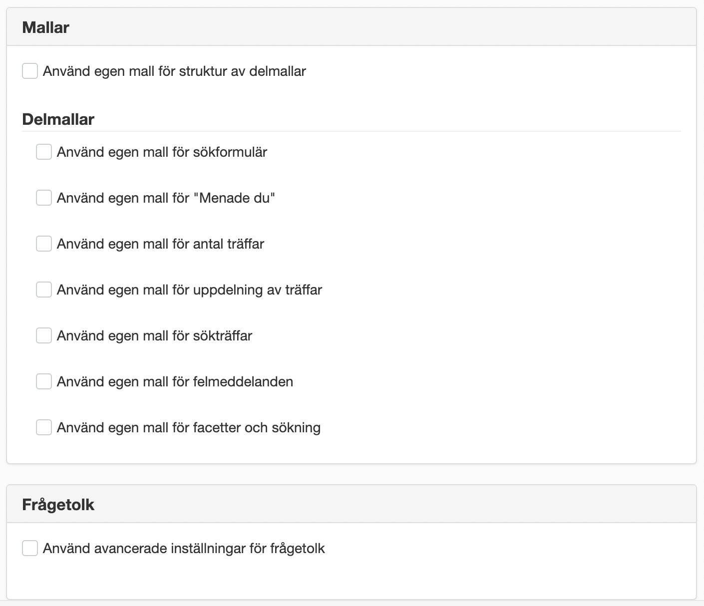 Fler inställningar avancerat sök facetterad