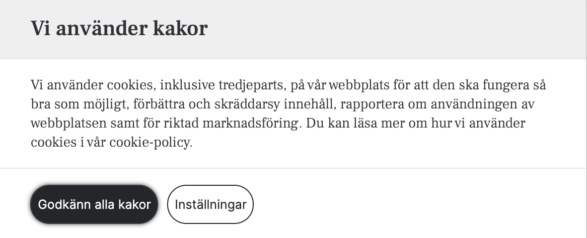 Cookie-banner i modalform med Envision