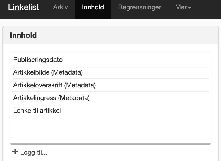 Linkelist innhold