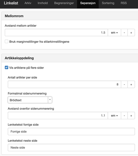 Linkelist separasjon