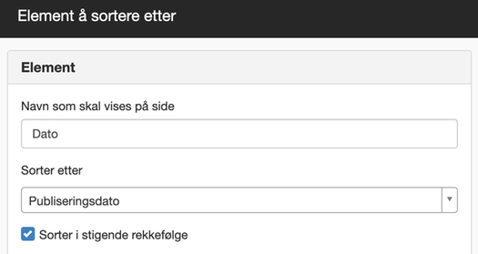 Element å sorter etter