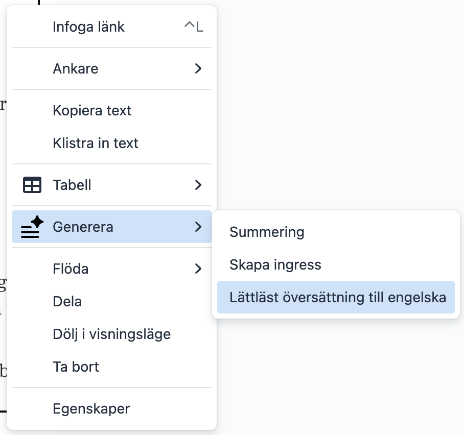 Generera text