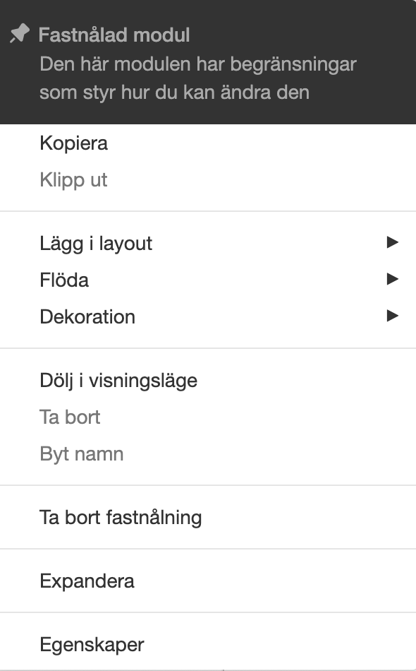 Fastnålad modul