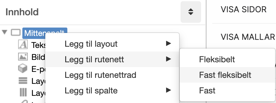 Skärmdump på hur man lägger till en layout