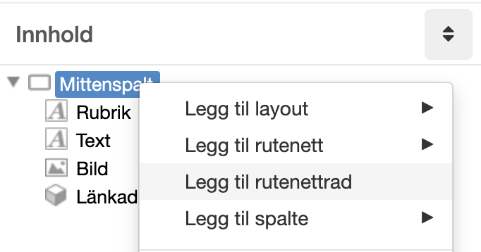 Skärmdump på hur man lägger till en gridrad