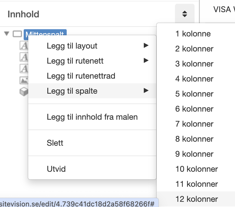 Skärmdump på hur man lägger till en layout