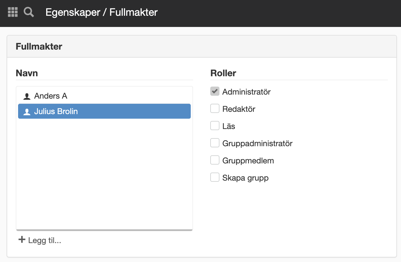 Dialog for å legge til brukere