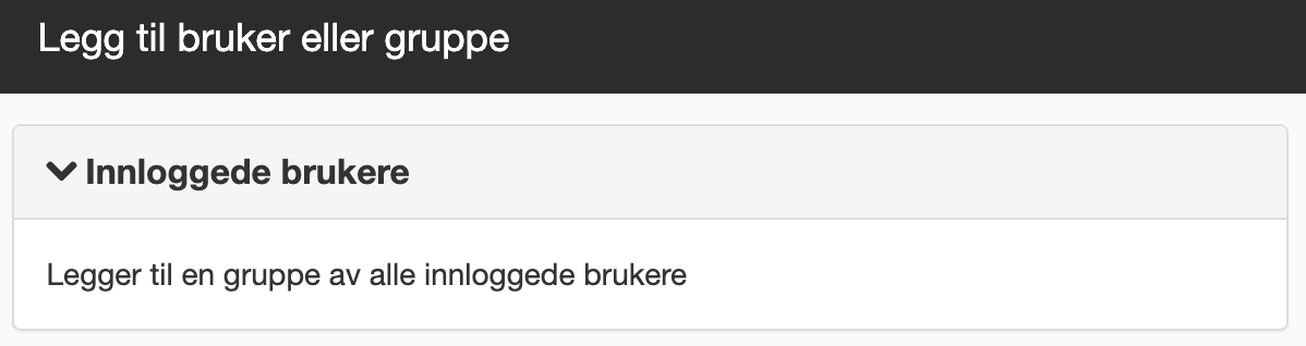 Dialog for innloggede brukere som gruppe