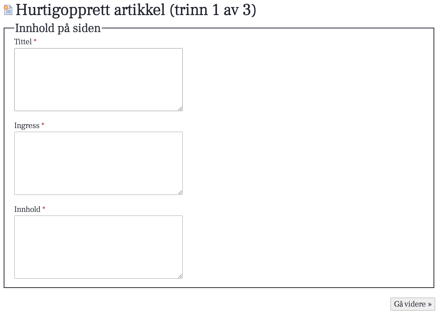 Rask publisering eksempel