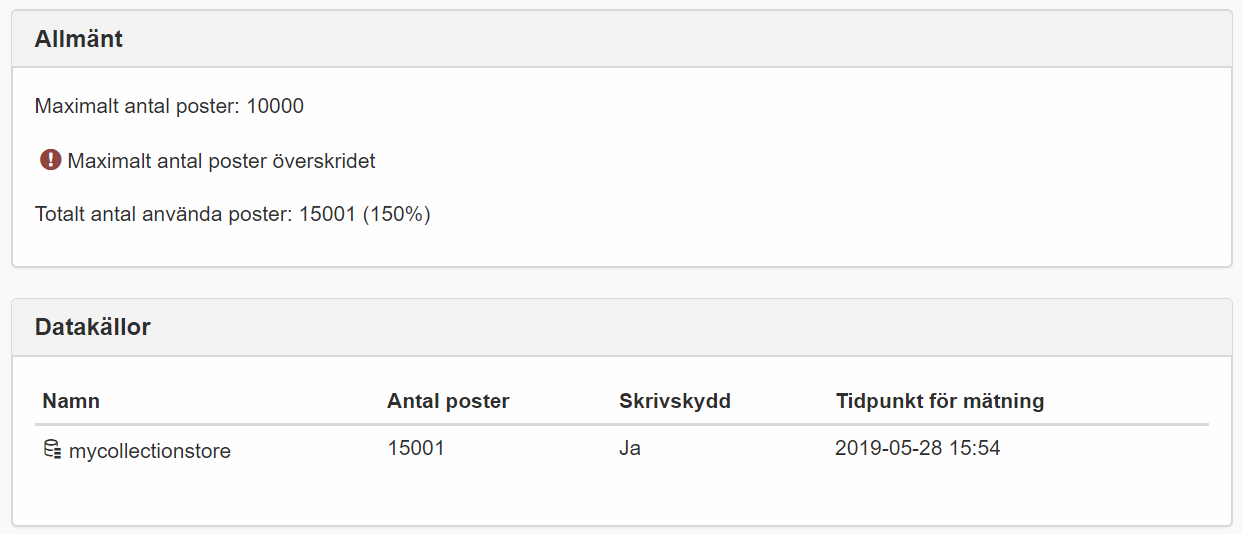 maximalt antal poster överskridet