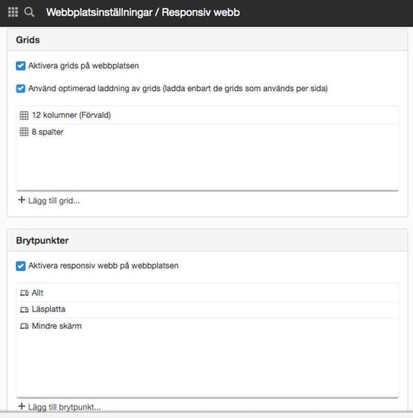 Panelen Responsiv webb