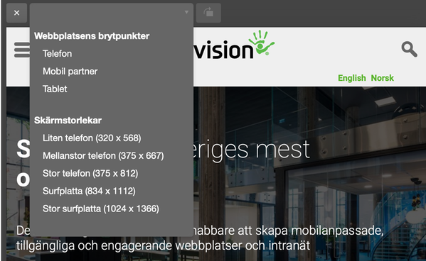 Responsivt läge, alternativ