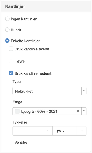 Kantlinje ned