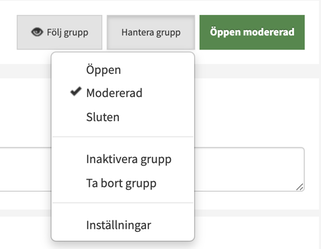 Grupptyp öppen modererad