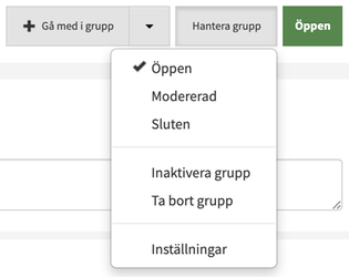 Gruppstatus ändras under Hantera grupp