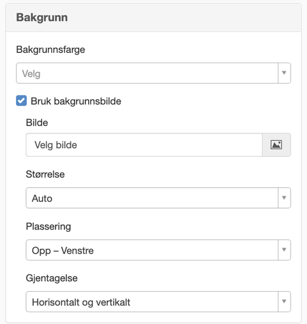 Dialogruta för bakgrundsegenskaper på modul