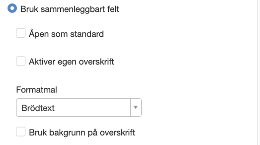Egenskaper på modul - menyval