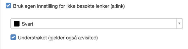 Inställningar länkar