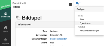 Egenskaper webapp