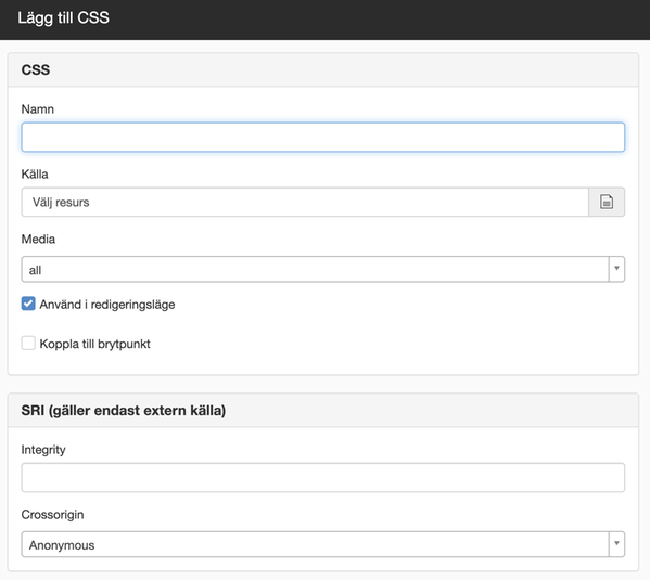 Lägg till lokal CSS