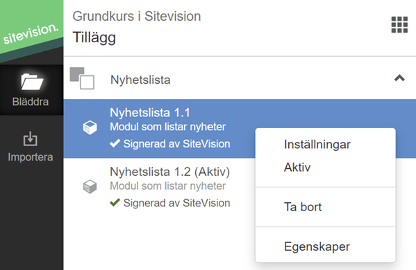 Aktivera den nya versionen