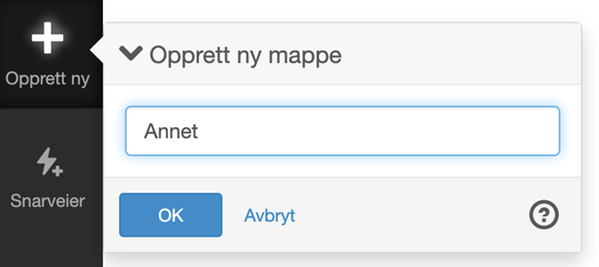 Opprett ny mappe eksempelbilde