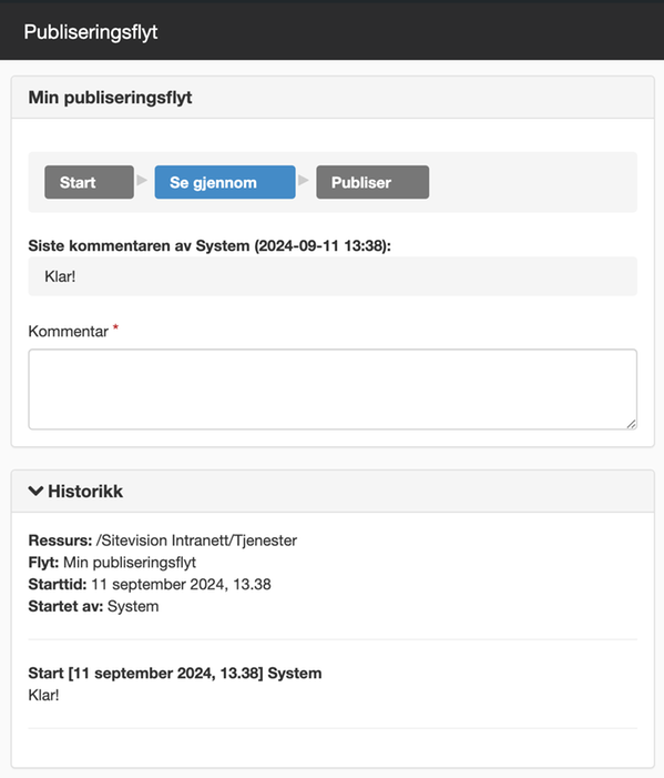 Historikk i publiseringsflyt