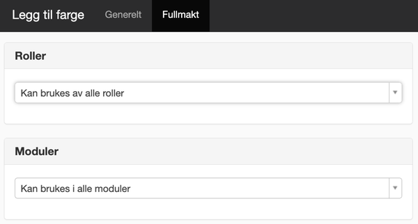 Fullmakt, legg til farge