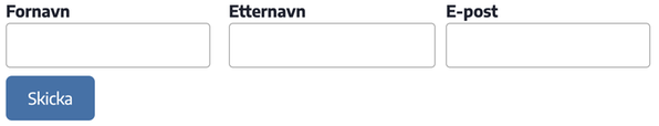 Tre felt på samme rad